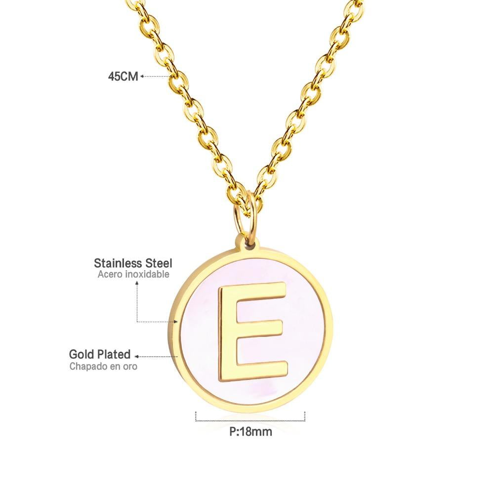 Stainless Steel Round Initial Pendant Necklace Gold Color 26 A-Z Letter Necklaces For Female Party Friend Wholesale