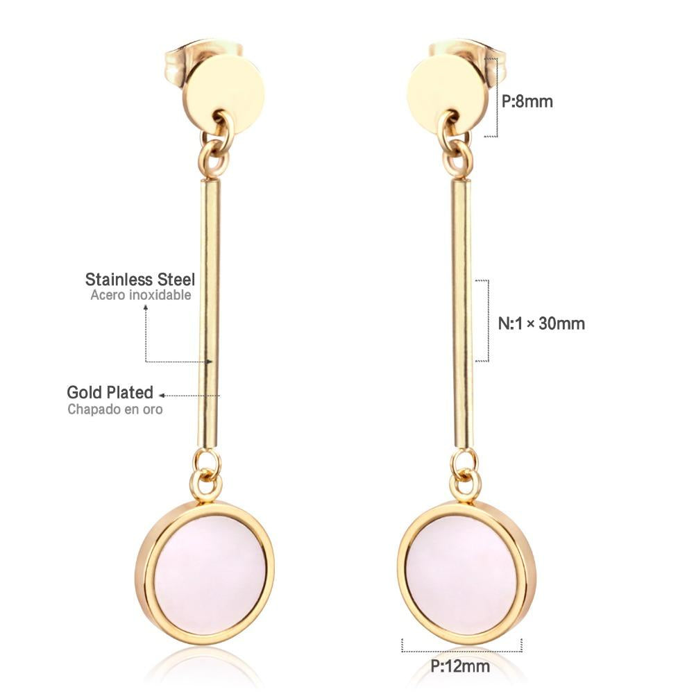 Korean Shell Long Drop Dangle Earring 2020 Gold Stainless Steel Earings For Women Fashion Jewelry pendientes brinco