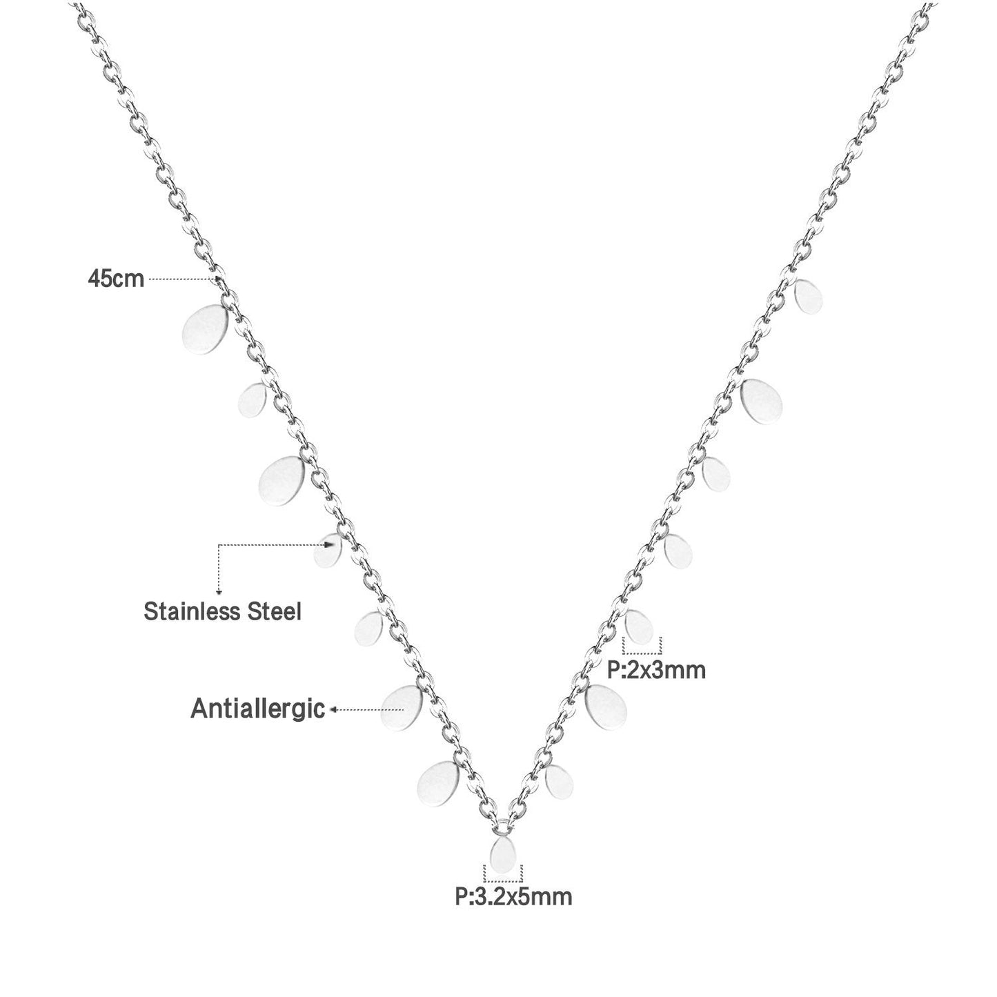 ASON New Stainless Steel Water Drop Shape Pendant Collier Bijoux Gold Color Choker Necklace Accessories Friend Gift Jewelry