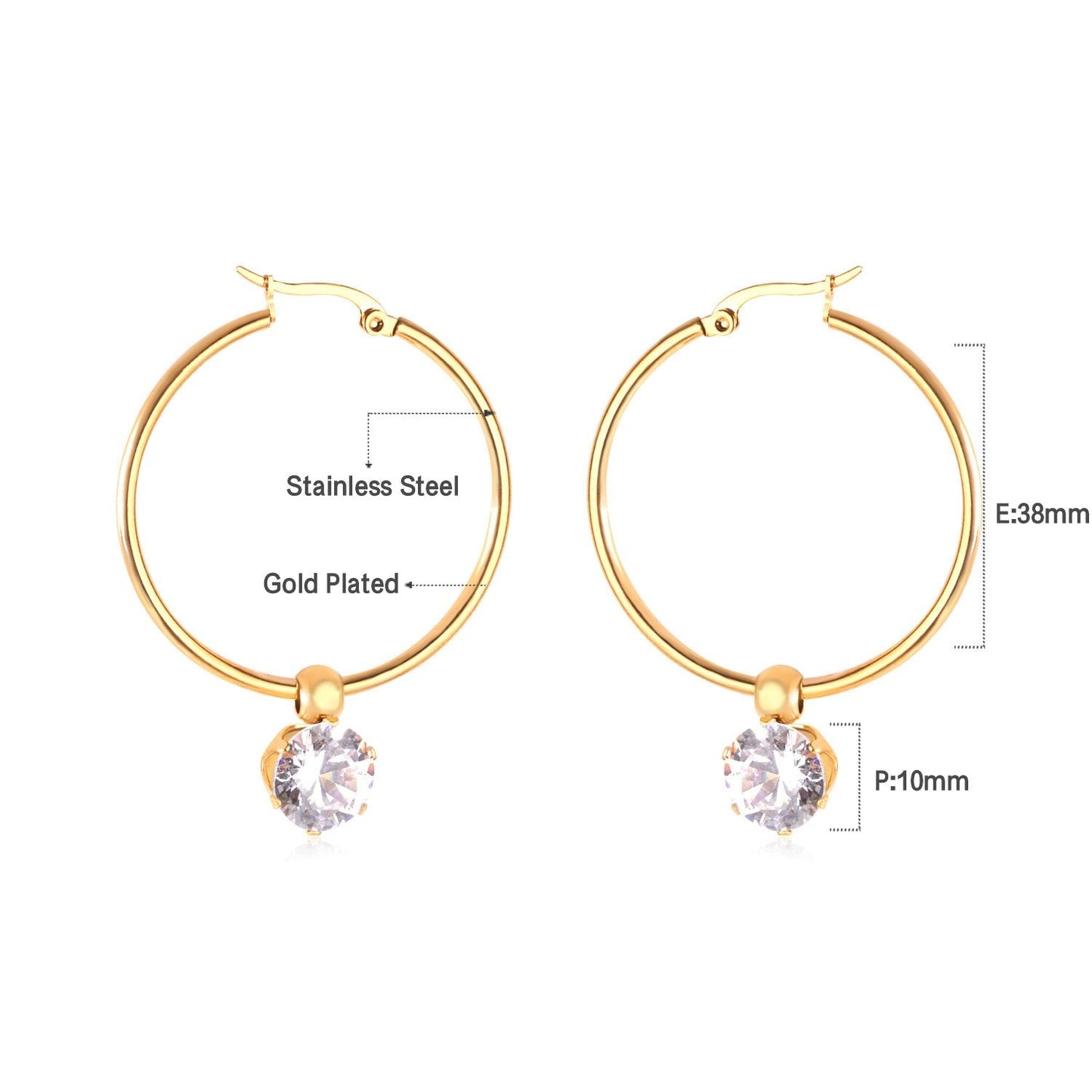 Stainless Steel 2020 Hoop Zircon Earrings Circle Hoop Korean Earring Set For Women Fashion Jewelry aretes de mujer