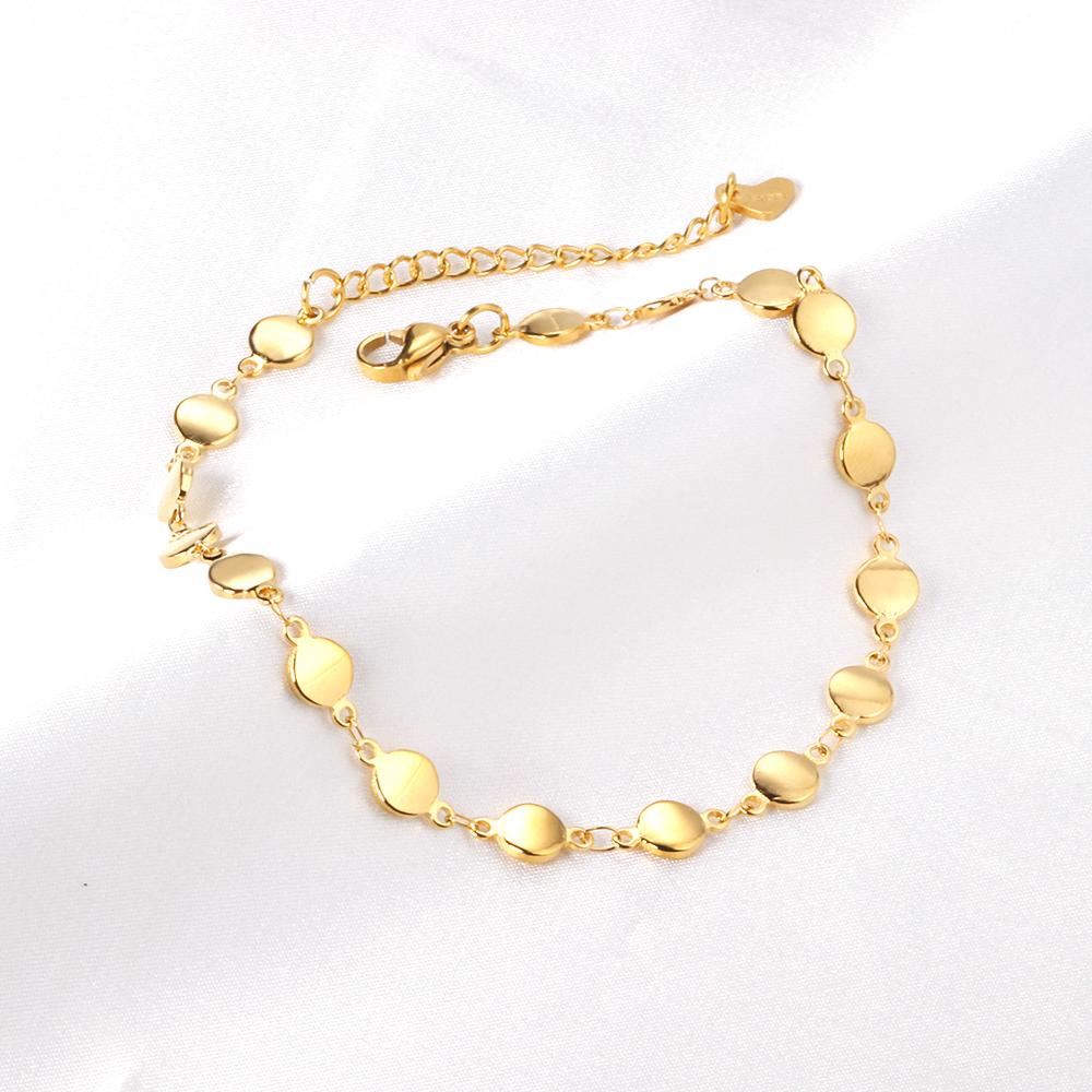 ASON Trendy Round Charm Anklet 316L Stainless Steel Foot Chain with Extender 24+5cm for Women Beach Jewelry Party Gift
