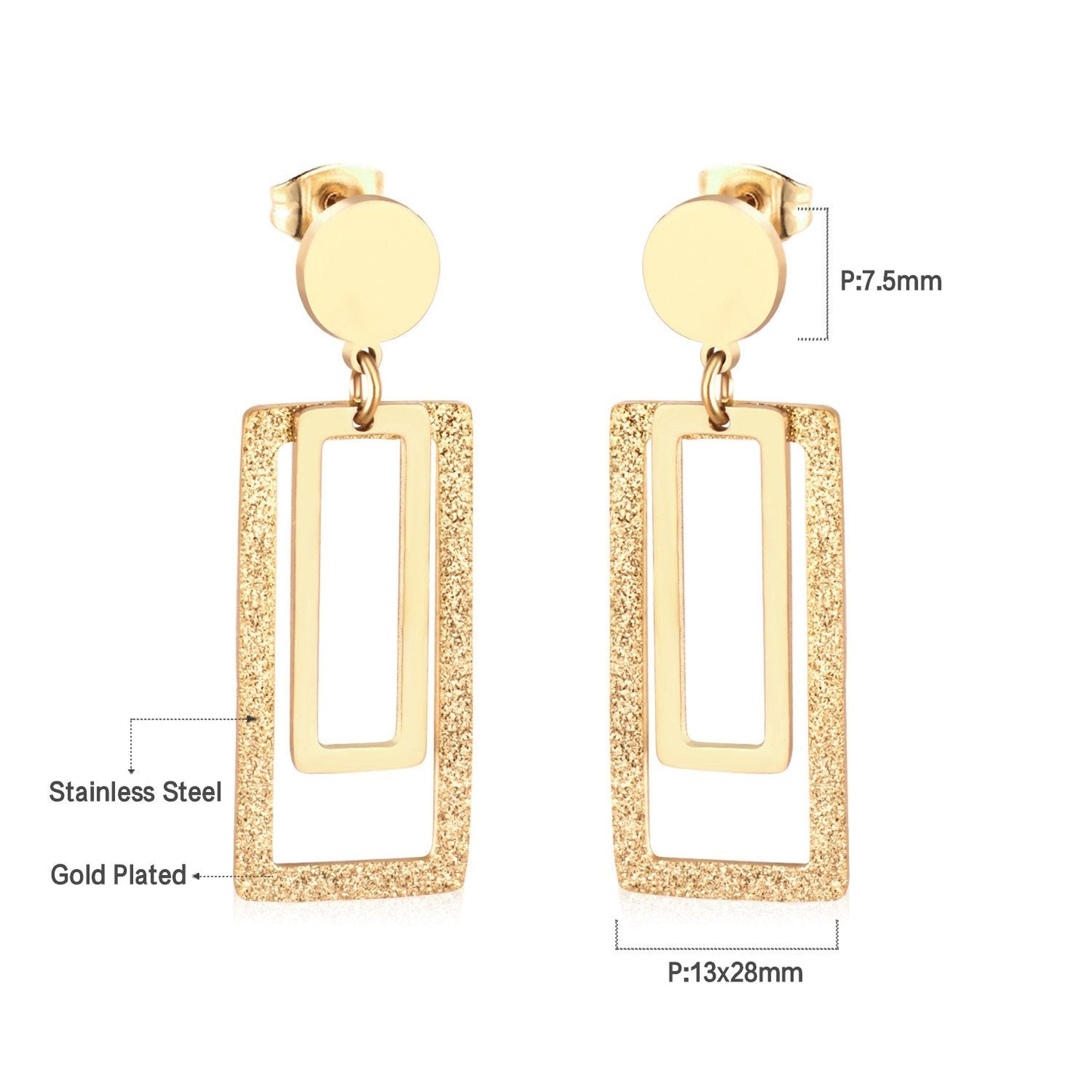 ASON Statement Long Tassel Geometry Dangle Piercing Drop Earrings Jewelry Stainless Steel For Women Accessories Wholesale