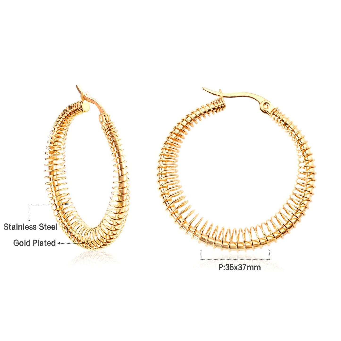 ASON Unique Trendy Piercing Hoop Earrings Gold Color Stainless Steel for Girl Women Daily Wear Accessories Fashion Jewelry