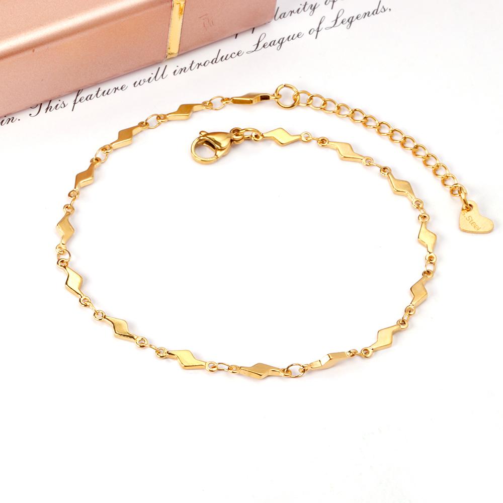 ASON Gold Color Stainless Steel Lightning Shape Chains Anklet For Women Foot Summer Beach Fashion Jewelry Accessories Gift
