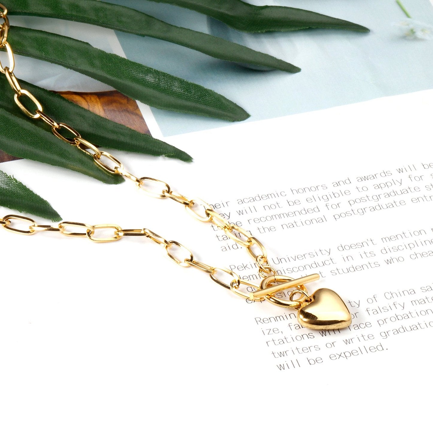 Wholesale Heart Pendant 316L Stainless Steel Link Chain Necklace For Women Choker Collar Accessories Christmas Party Gift