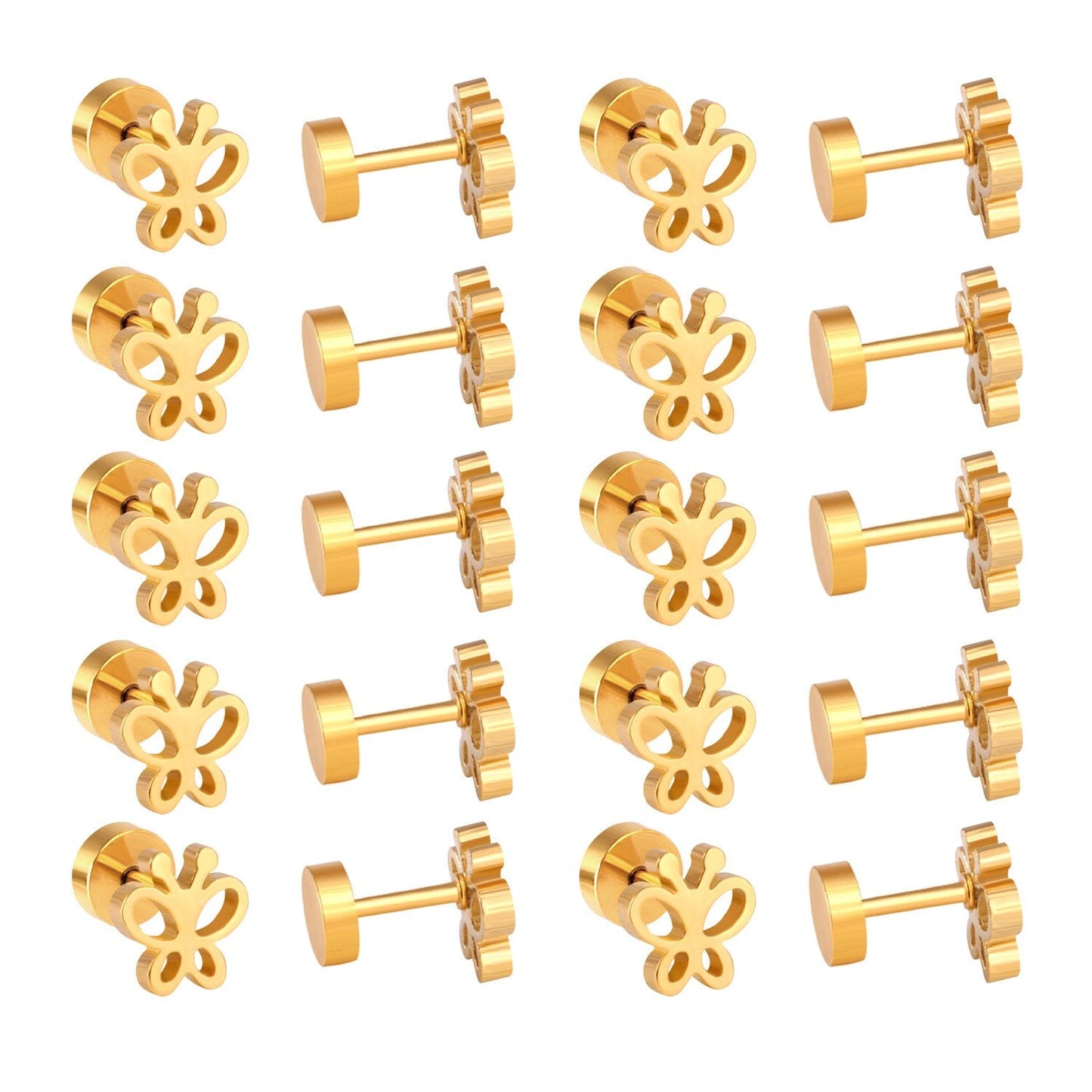 Cute Insect Flower small Earrings Stainless Steel Christmas Stud Earring Sets For Women Jewelry Earings brincos