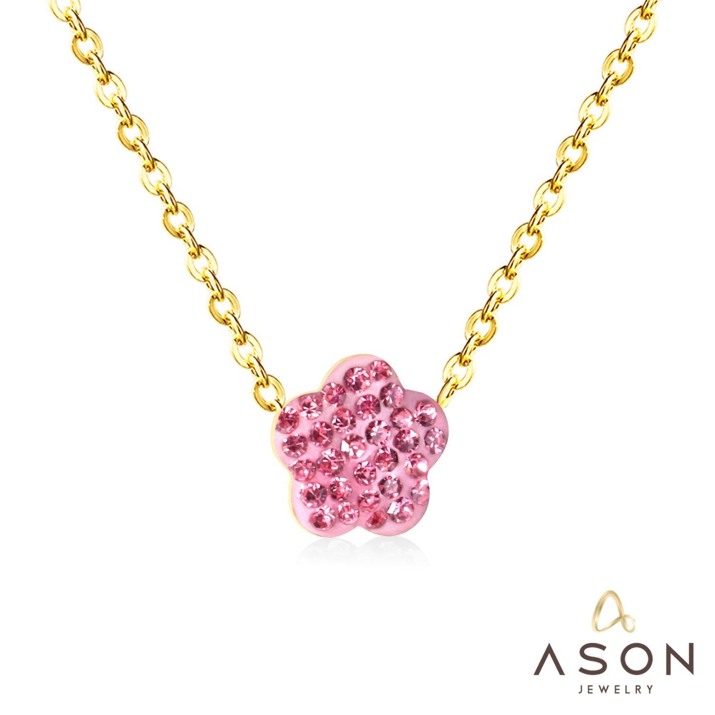 ASON Flower Clay Pendant Necklaces Stainless Steel 12 Color Wholesale Chain Jewelry Female Party Necklaces Wedding