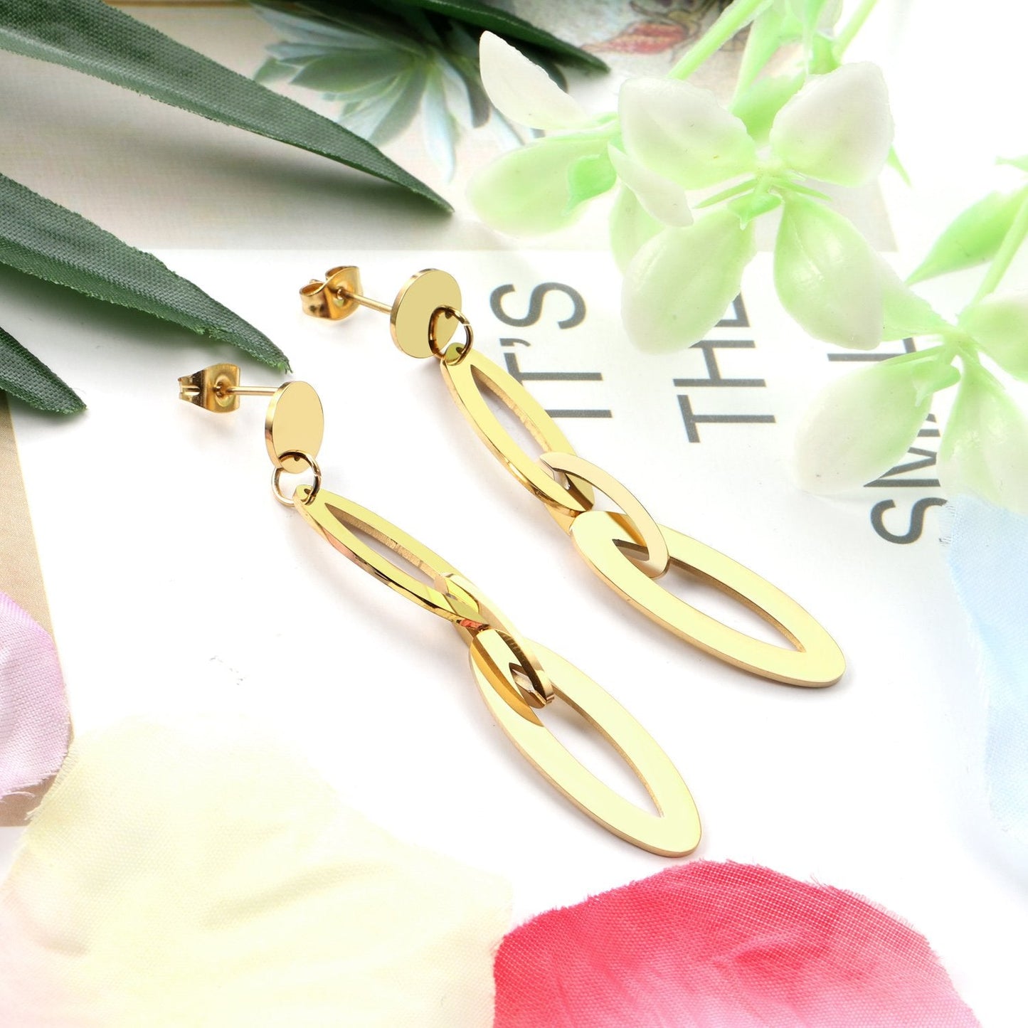 ASON Fashion Stainless Steel Hanging Dangle Earrings for Women Girls Statement Drop Earring Geometry Jewellery Party Gift