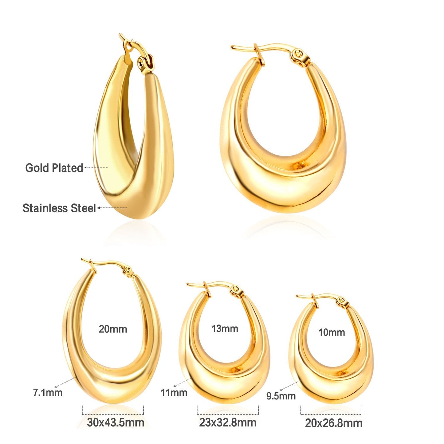 Minimalist Stainless Steel Hoop Earrrings for Women Gold Color Metal Circle Earrings Vintage Girls Party Jewelry Gifts