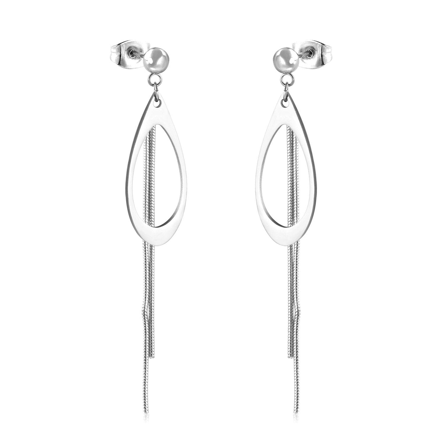 ASON Korean Style Dangle Earrings Anti-allergy Stainless Steel for Women Tassel Water Drop Earring Lovely Jewelry Gift