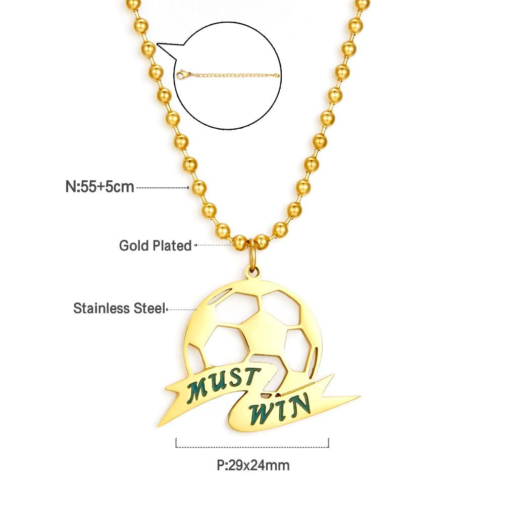 World Cup Football Pendant Necklace For Woman Must Win Man Sport Statement Thick Beads Chain Necklaces Brand Design