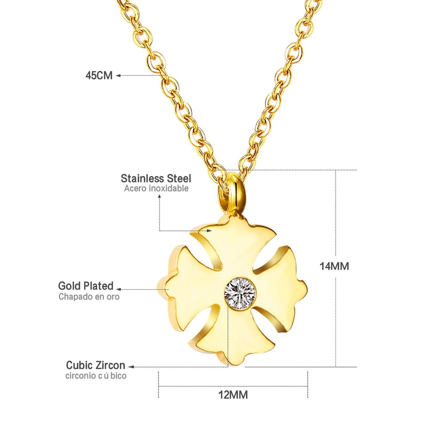 Hot Gold Flower Zircon Pendants Necklaces For Women Girl Baby Choker Link Chain Pendant Necklace-201001