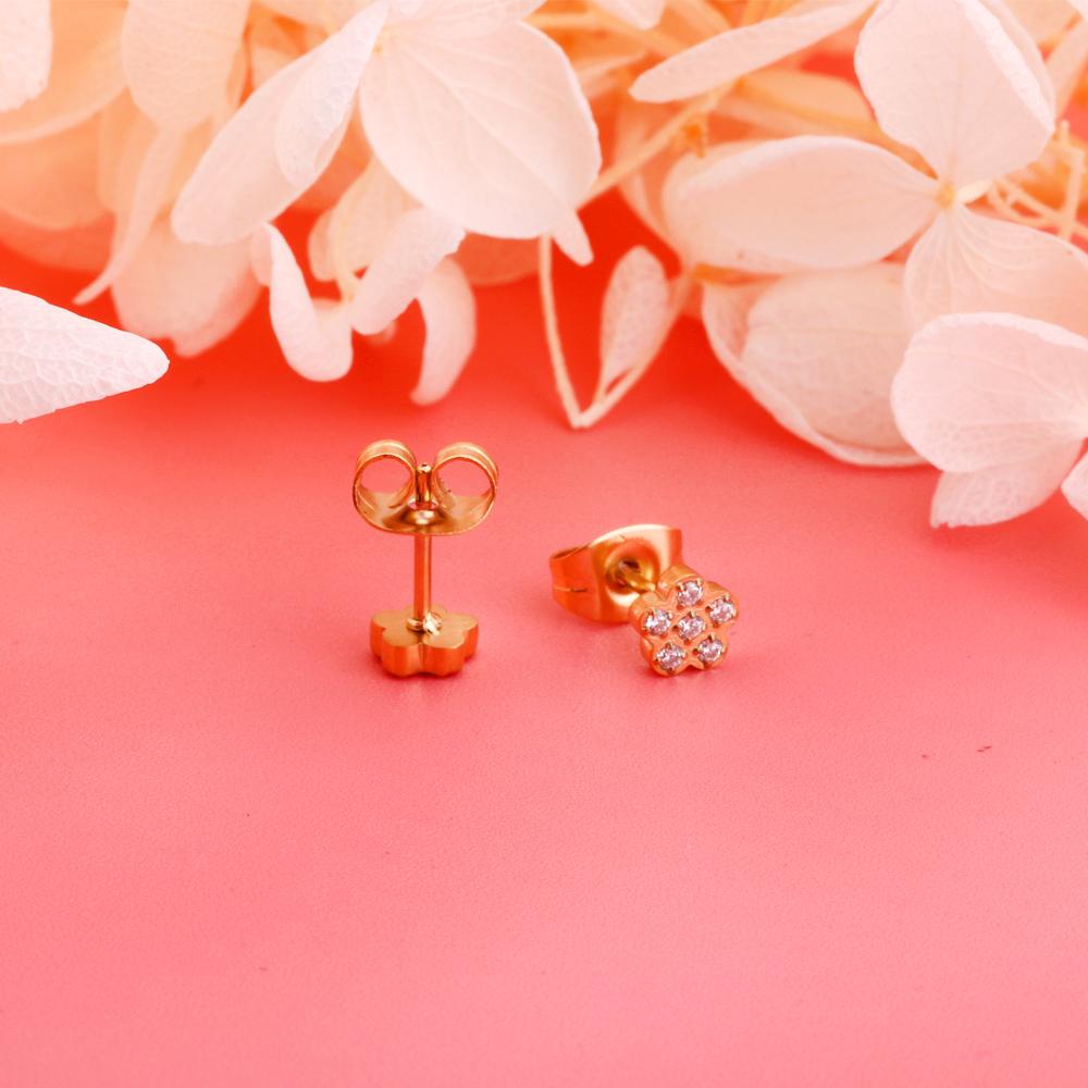 Women Earring New Trendy Stainless Steel Gold Color Flower Star butterfly Heart Monn Stud Earring Fashion Jewelry