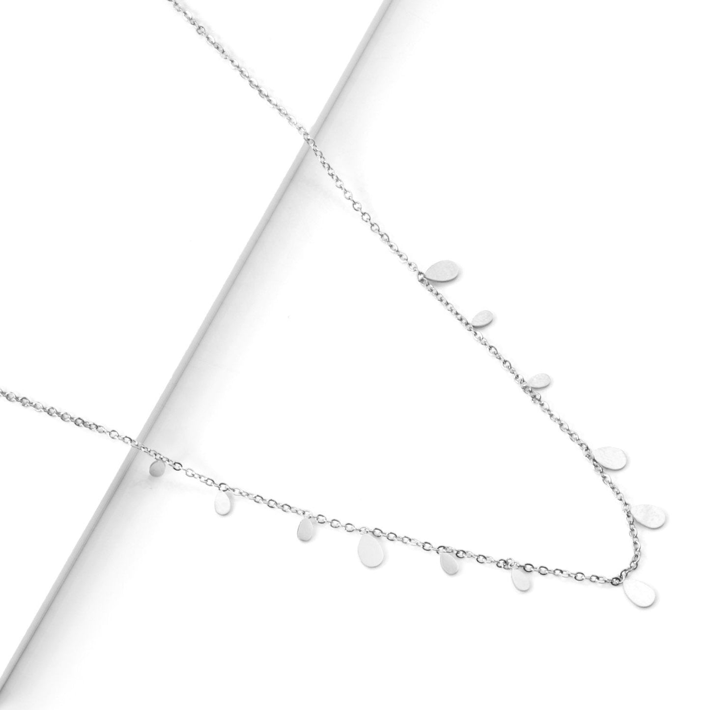 ASON New Stainless Steel Water Drop Shape Pendant Collier Bijoux Gold Color Choker Necklace Accessories Friend Gift Jewelry