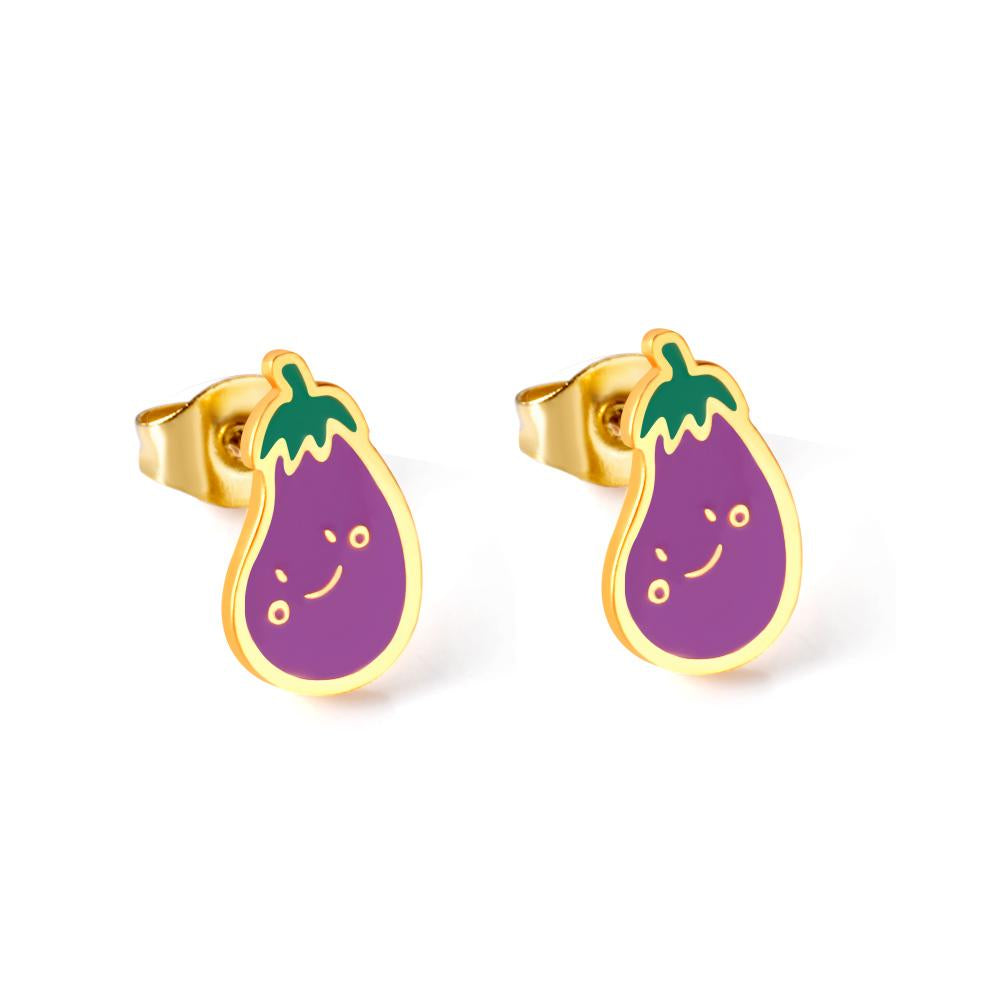 Vegetables Fruit Stud Christmas Earrings Set For Children Cute Stainless Steel Girls Earing Trendy Jewelry 2021 New