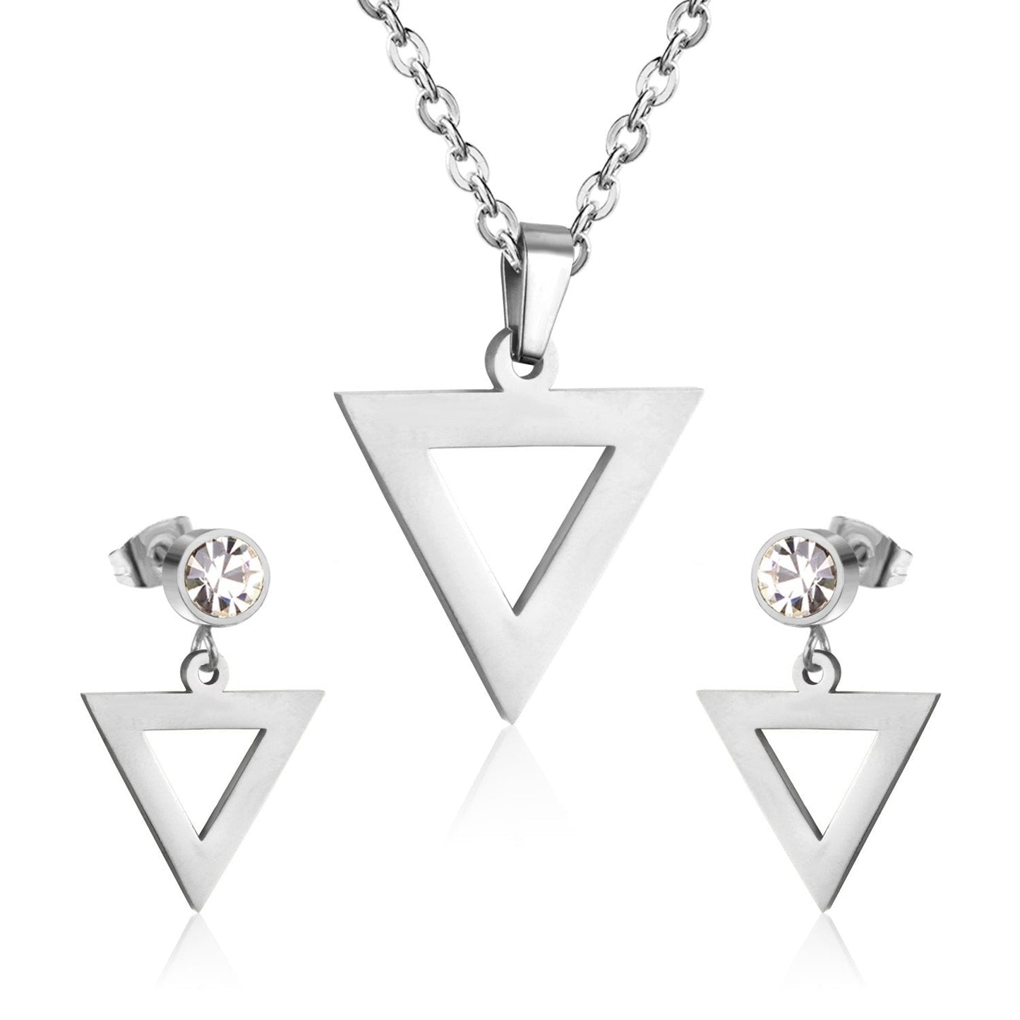 ASON Classic Jewelry Top 316L Stainless Steel Bridal Wedding Jewelry Set for Women Necklace Pendant Small Stud Earring