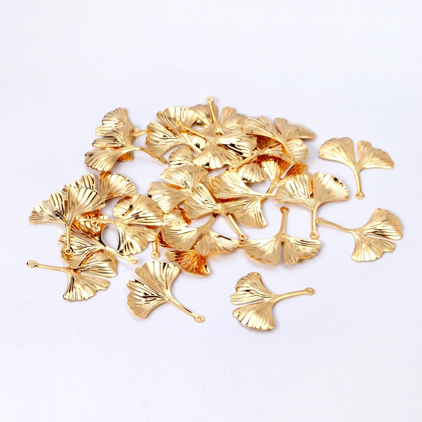 ASON 100 Pcs/Lots Ginkgo Biloba Charms Leaf Pendant Gold 316L Stainless Steel For Necklace DRY Handmade Jewelry Making Supplies