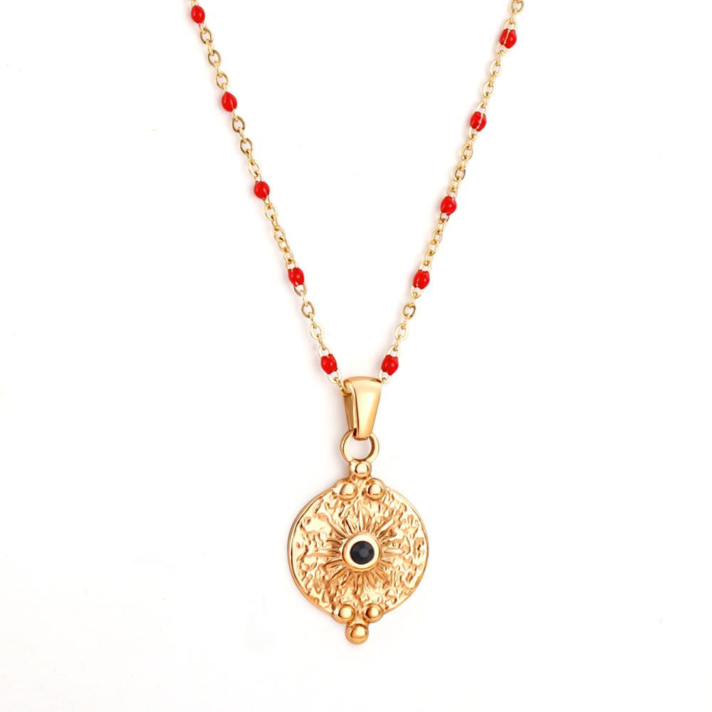 Wholesale Stainless Steel Chains Necklace for Women Girls Gold Color Round Lucky Star Pendant Collars Female Accessorie 2025 New