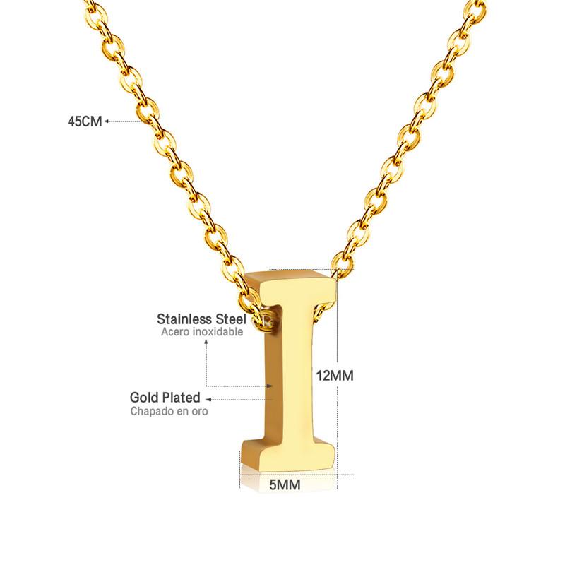 ASON Delicate Classic Style Initial 26 Letters Alphabet Chain Pendant Necklace Stainless Steel Gold Color Jewelry Chokers