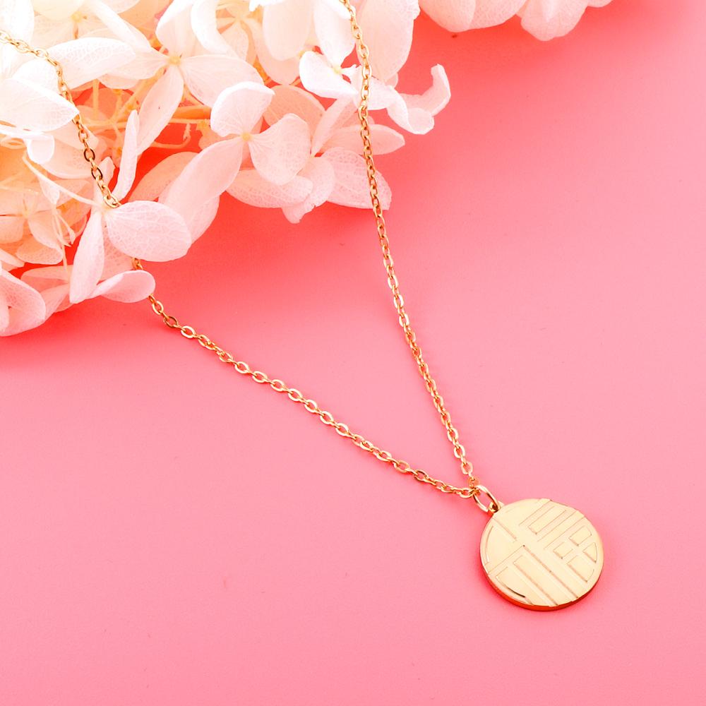 Stainless Steel Trendy Style Round Pendant Nacklace Collar For Women accessories Party Collier Wedding Gold Color