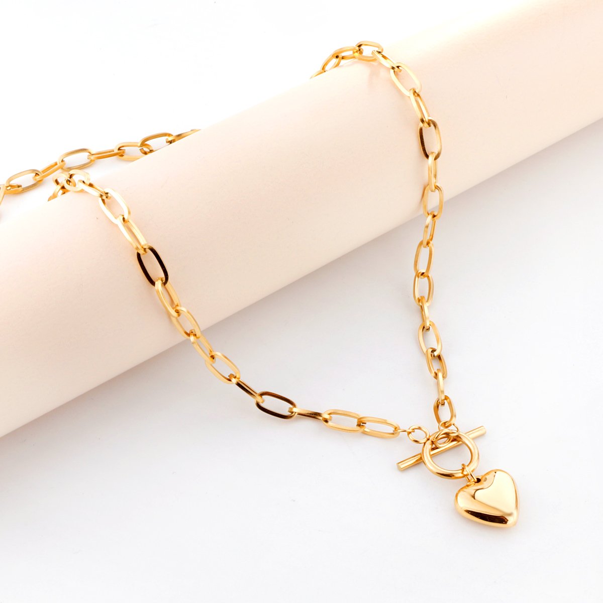 Wholesale Heart Pendant 316L Stainless Steel Link Chain Necklace For Women Choker Collar Accessories Christmas Party Gift