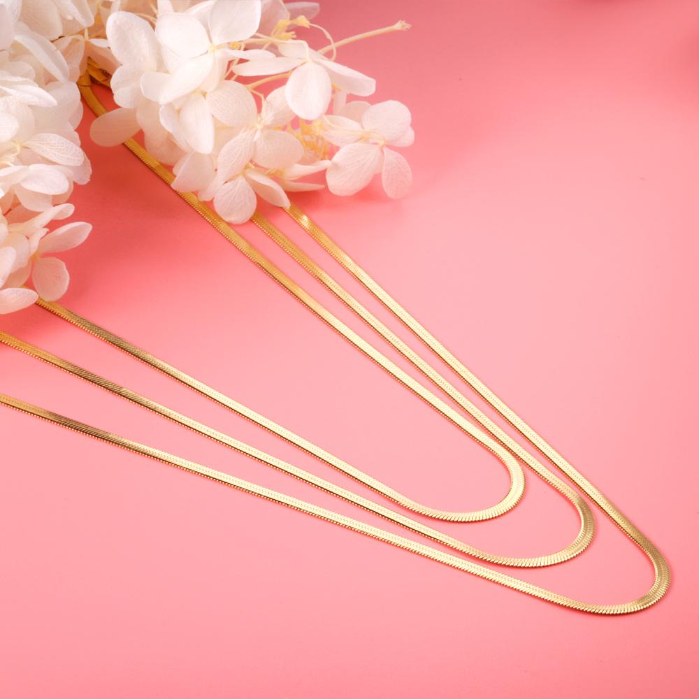 Wholesale Triple Chain Flat Snake Chains Collier For Women Collar 18K Gold Plated Luxury Necklaces Chain Bohemia Trendy 2025