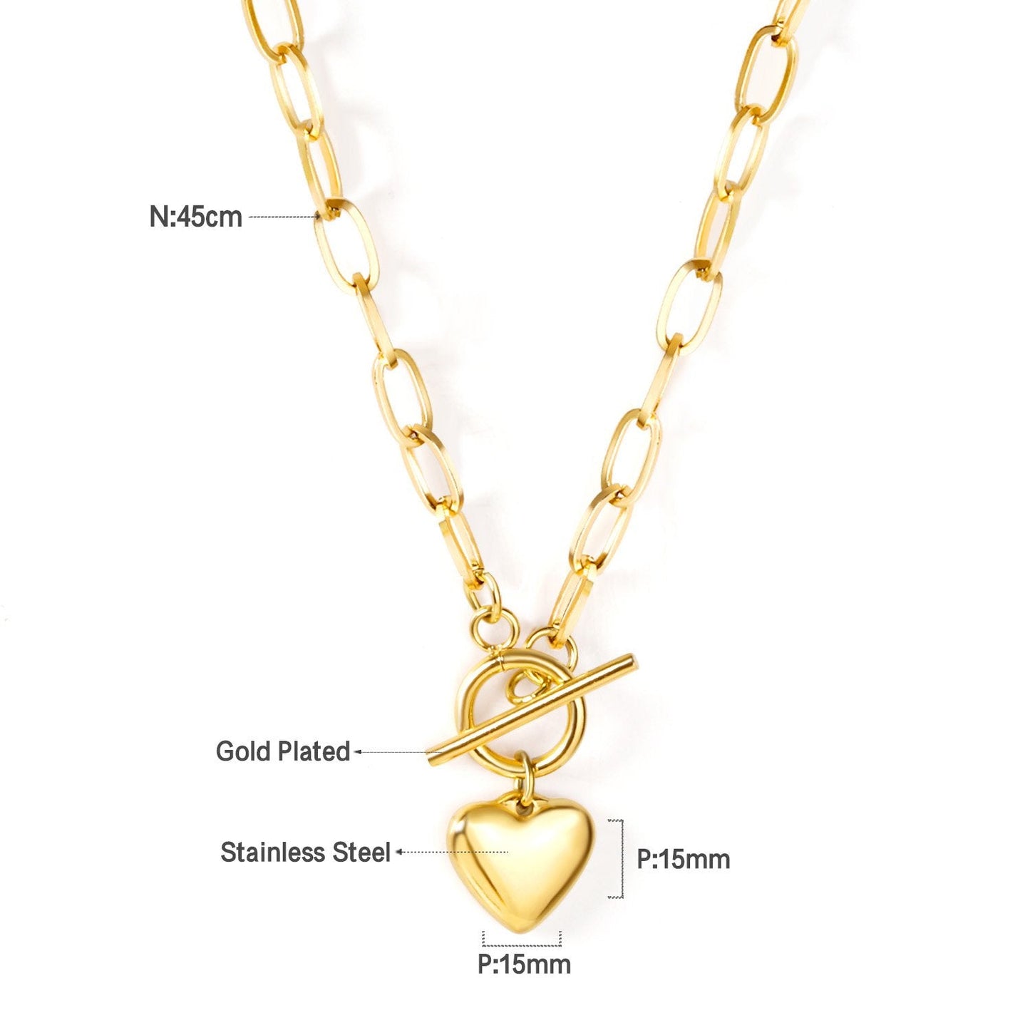 Wholesale Heart Pendant 316L Stainless Steel Link Chain Necklace For Women Choker Collar Accessories Christmas Party Gift