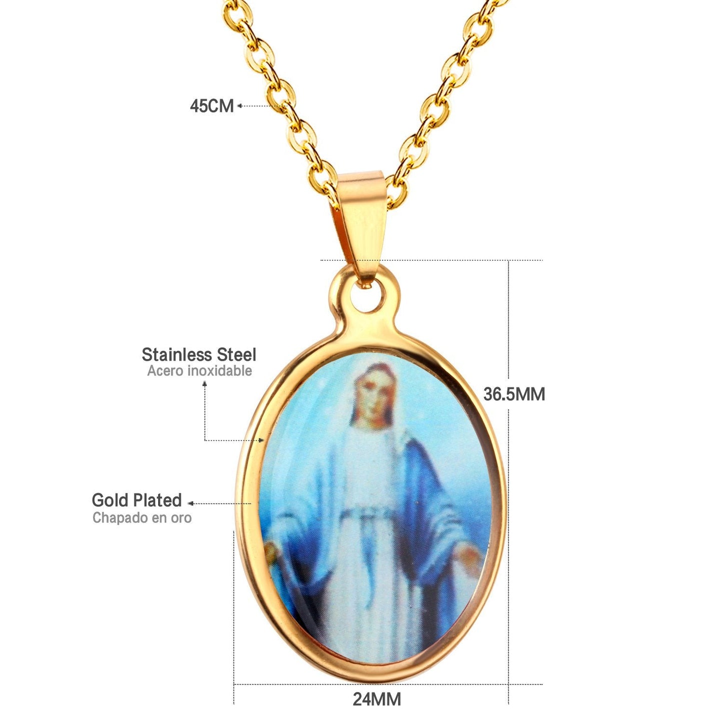 316L Stainless Steel Blessed Virgin Mary Necklaces Pendants-106301G
