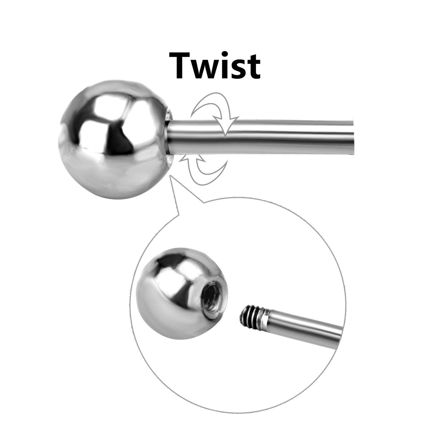 ASON Size 4mm/6mm/8mm Oval Ball Screw Piercing Stud Earrings Silver Color for Women Stainless Steel Wholesale Boho Jewelry