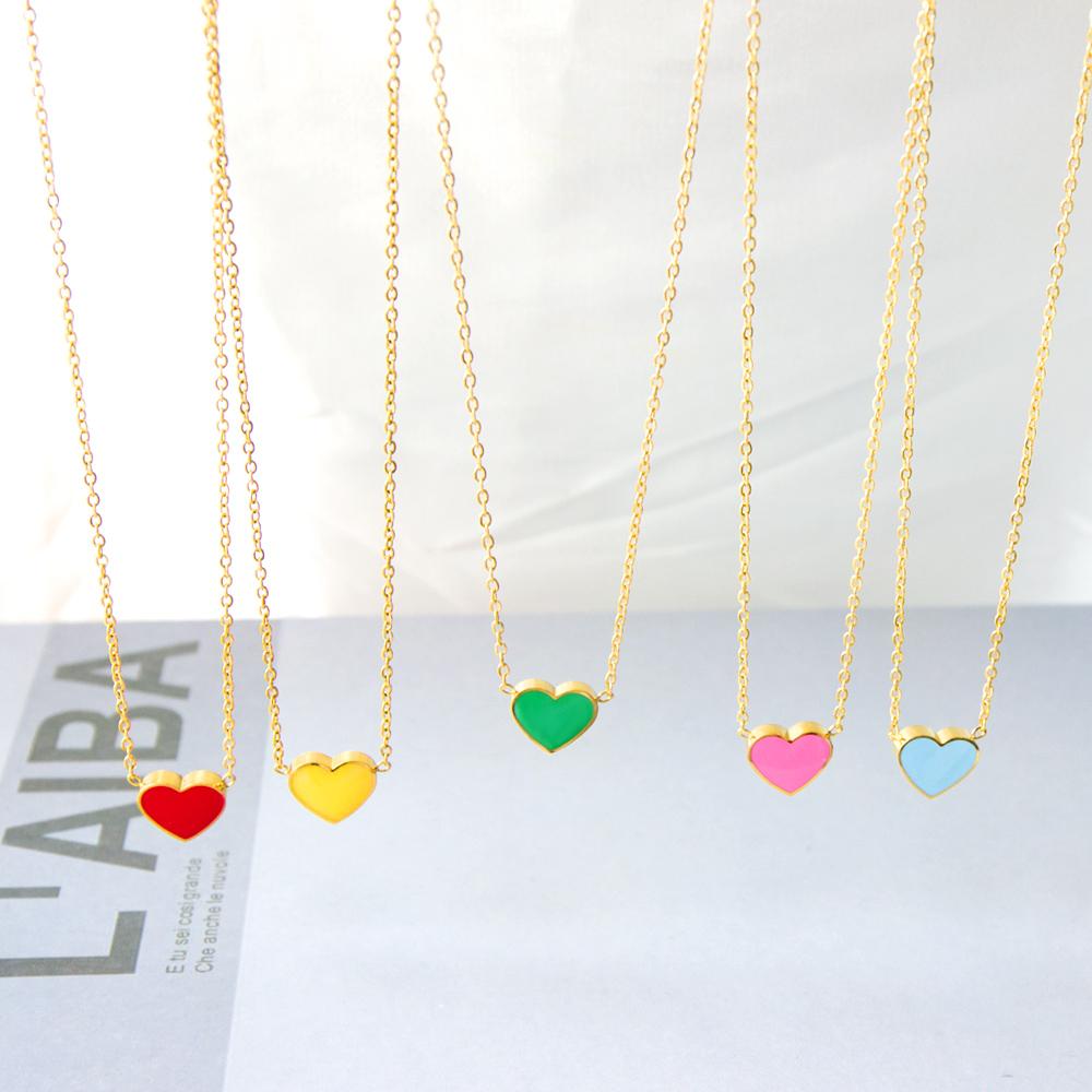 2022 Pink Heart Babygirl Choker Green Necklace Stainless Steel Chain Pendants Necklaces For Women Summer Jewelry
