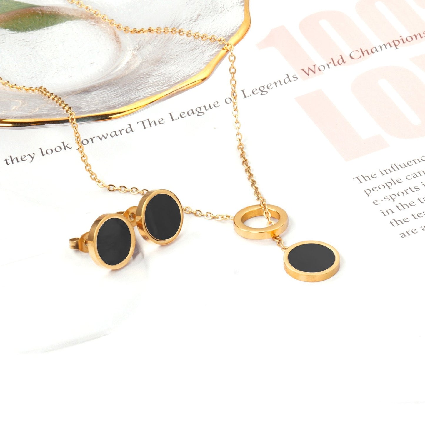 New Arrival Stainless Steel Gold/Silver Color Necklaces Earrings Sets Necklace For Women Party Jewellry Accessories