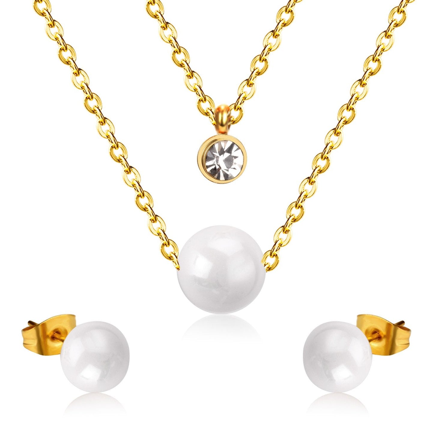 Fake Pearl Crystal Jewellery Set Necklace Earrings Wedding Bridal Dubai Indian Women Jewelry Sets For Women Girls