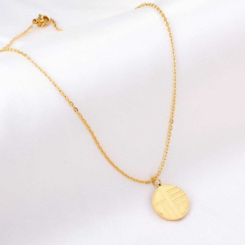Stainless Steel Trendy Style Round Pendant Nacklace Collar For Women accessories Party Collier Wedding Gold Color