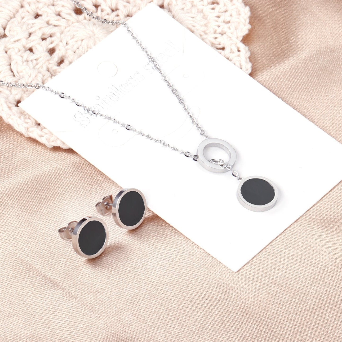 New Arrival Stainless Steel Gold/Silver Color Necklaces Earrings Sets Necklace For Women Party Jewellry Accessories