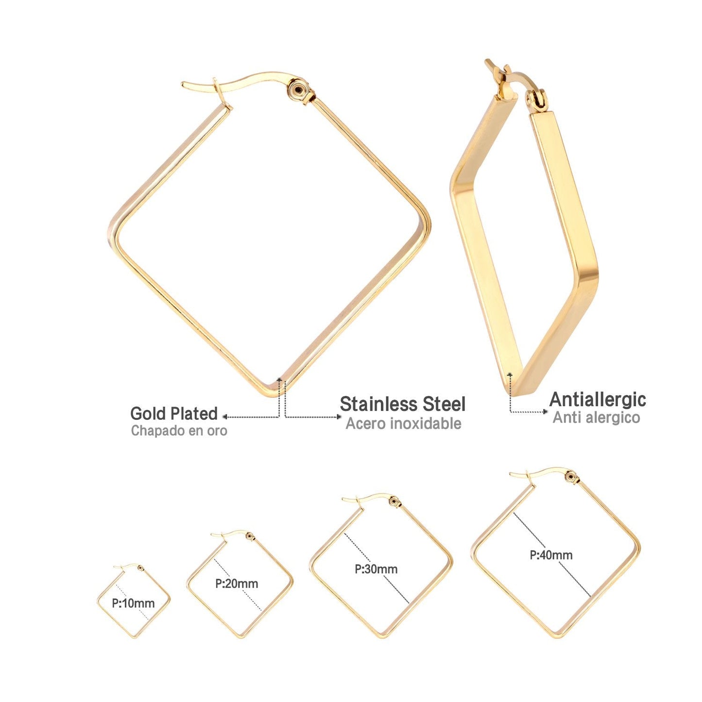 Big Suqare Hoop Earrings For Women Stainless Steel Geometirc Statement Earrings Punk Jewelry Party Birthday Gifts