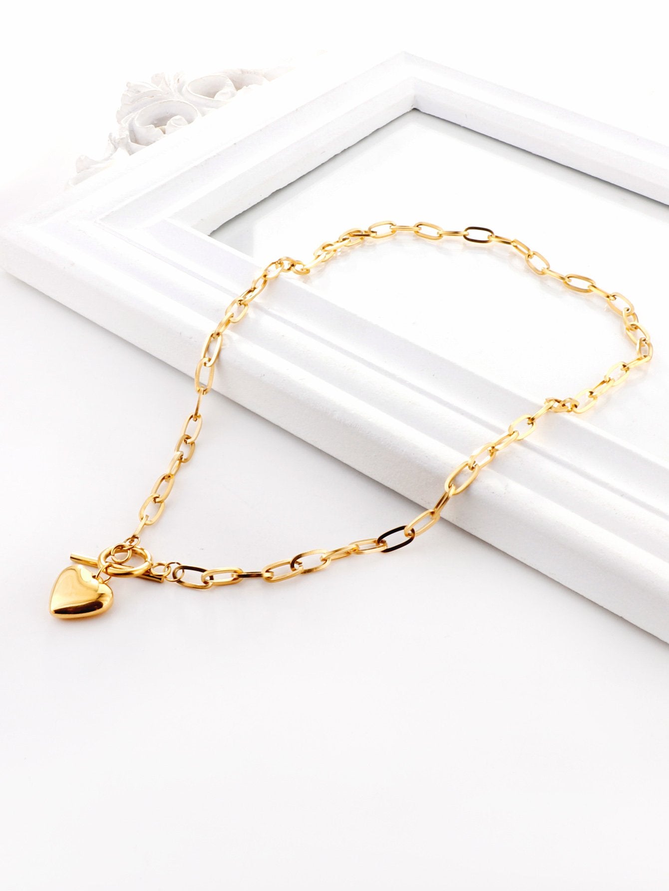 Wholesale Heart Pendant 316L Stainless Steel Link Chain Necklace For Women Choker Collar Accessories Christmas Party Gift