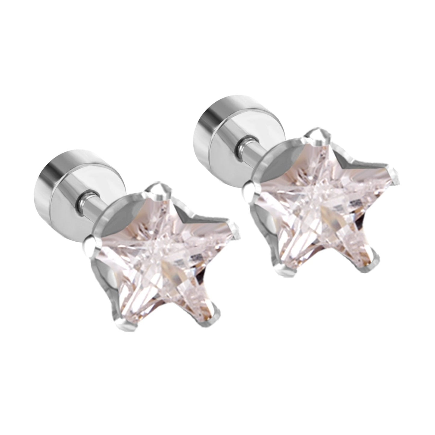 ASON Punk Small Star Screw Piercing Stud Earrings Cubic Zirconia Stainless Steel Gold Color Fashion Jewelry For Women Gift