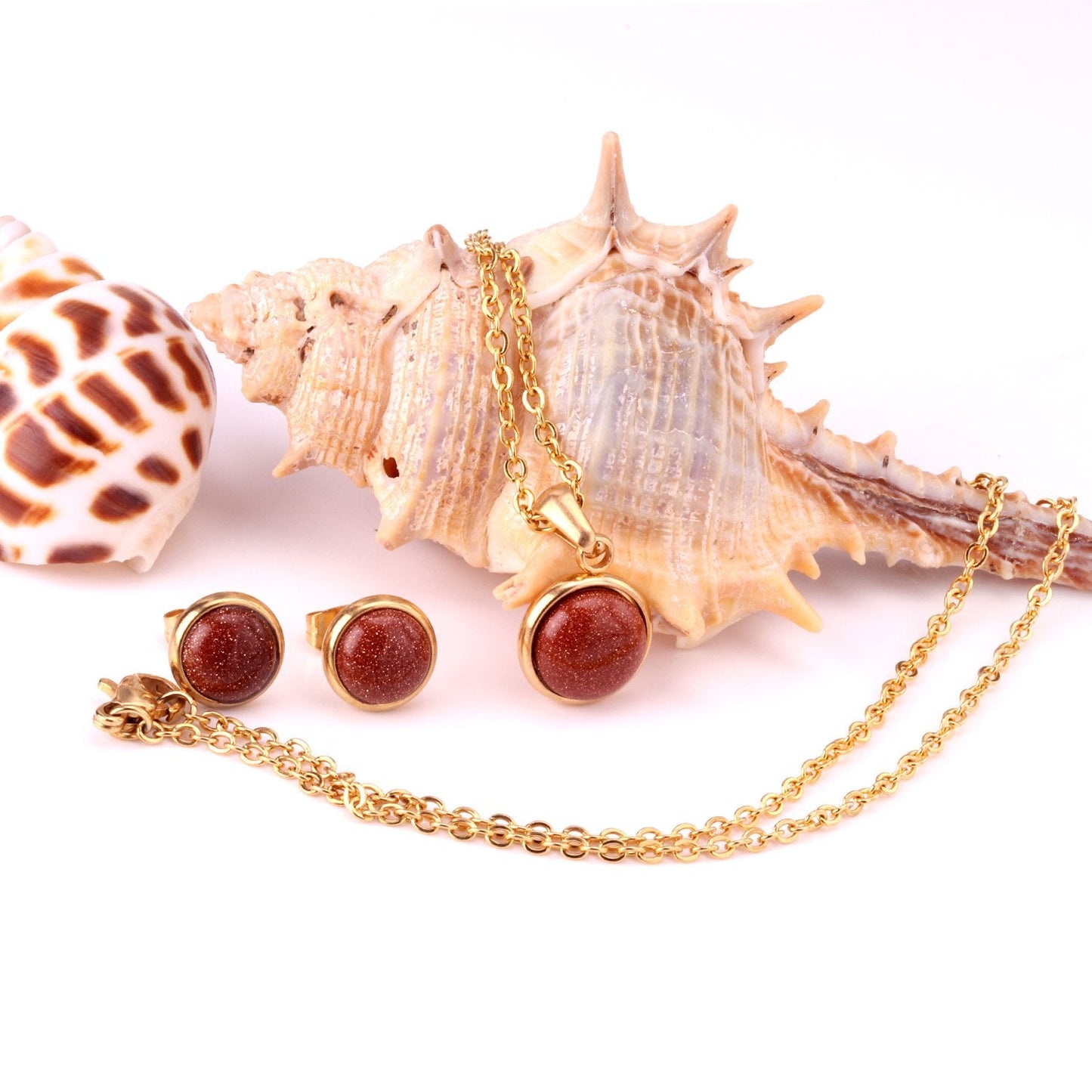 Round Shape Crimson Noble Style Necklaces Earrings Jewelry Sets For Female Valentine Present conjuntos de joya