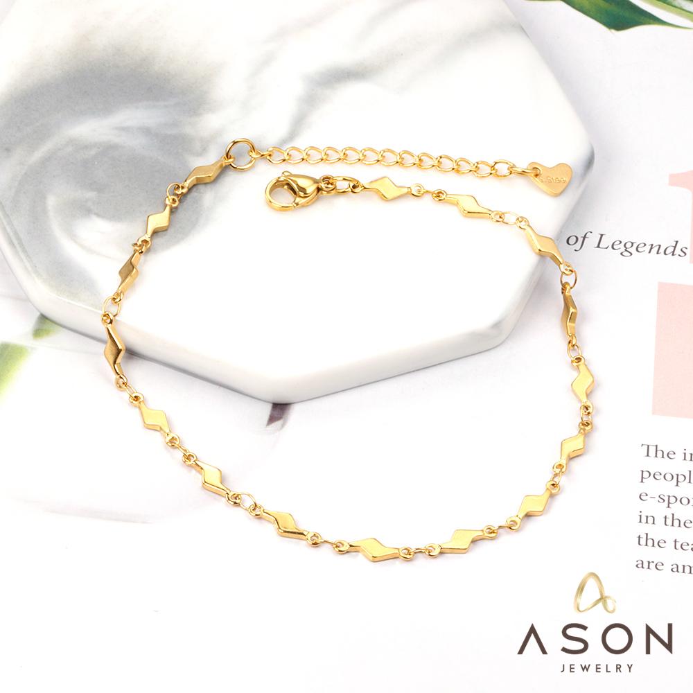 ASON Gold Color Stainless Steel Lightning Shape Chains Anklet For Women Foot Summer Beach Fashion Jewelry Accessories Gift