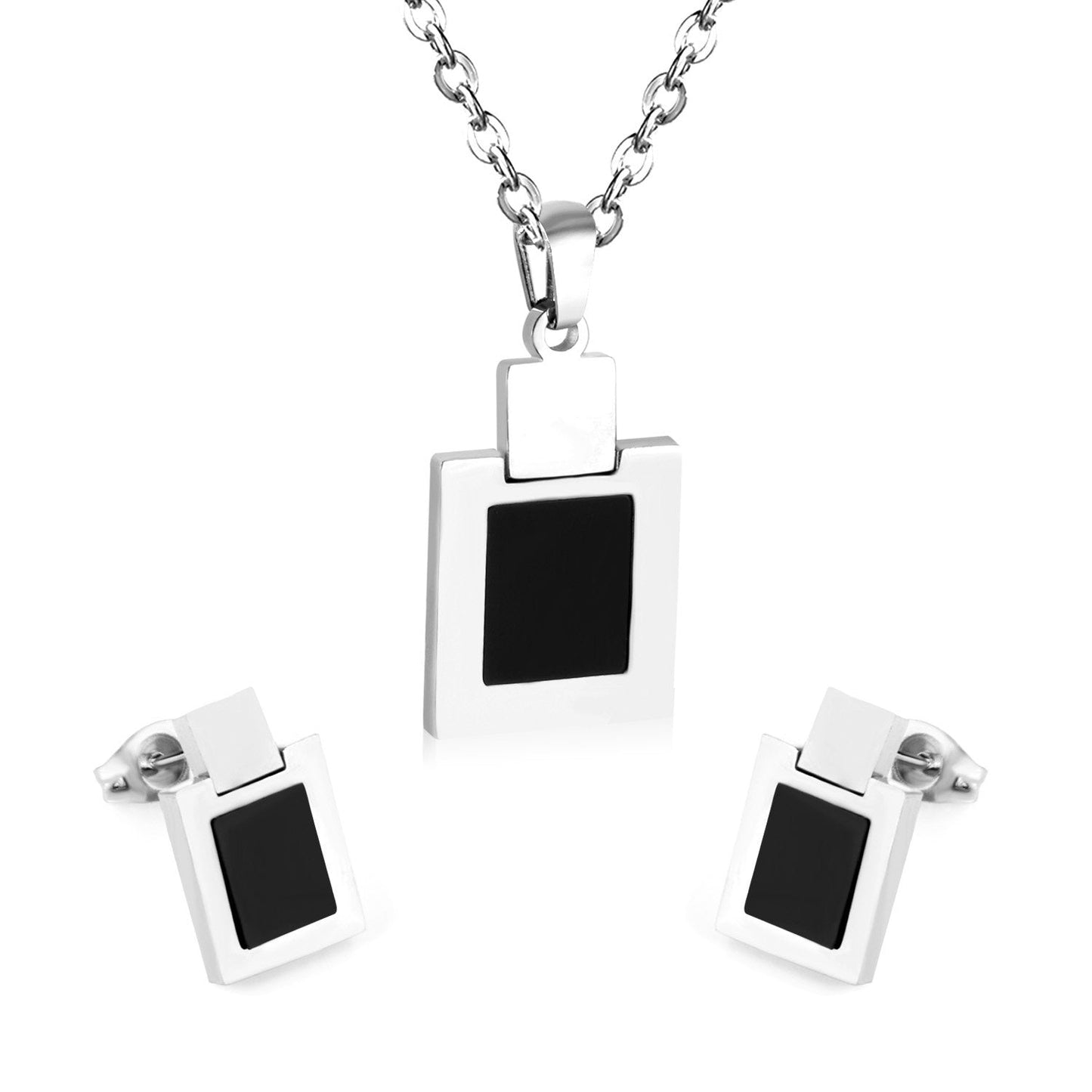 ASON Necklace Earring Sets Stainless Steel Black Shell Pendant Necklace Bijoux Children Jewelry For Girl Earrings Party
