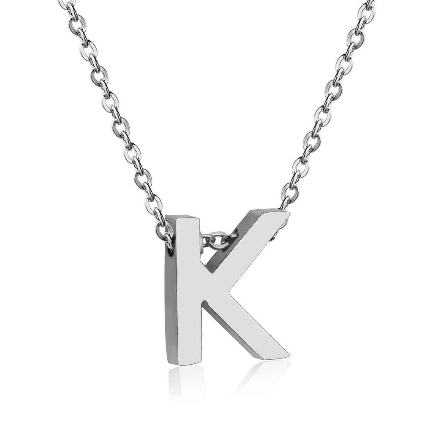 ASON Delicate Classic Style Initial 26 Letters Alphabet Chain Pendant Necklace Stainless Steel Color Jewelry Chokers