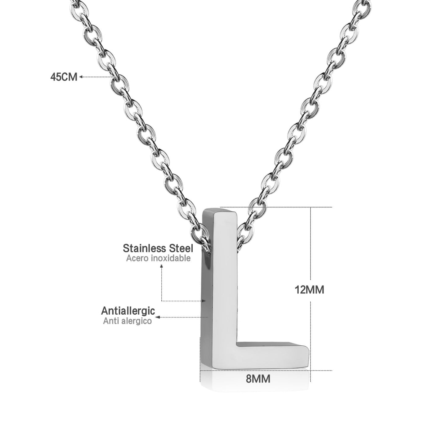ASON Delicate Classic Style Initial 26 Letters Alphabet Chain Pendant Necklace Stainless Steel Color Jewelry Chokers