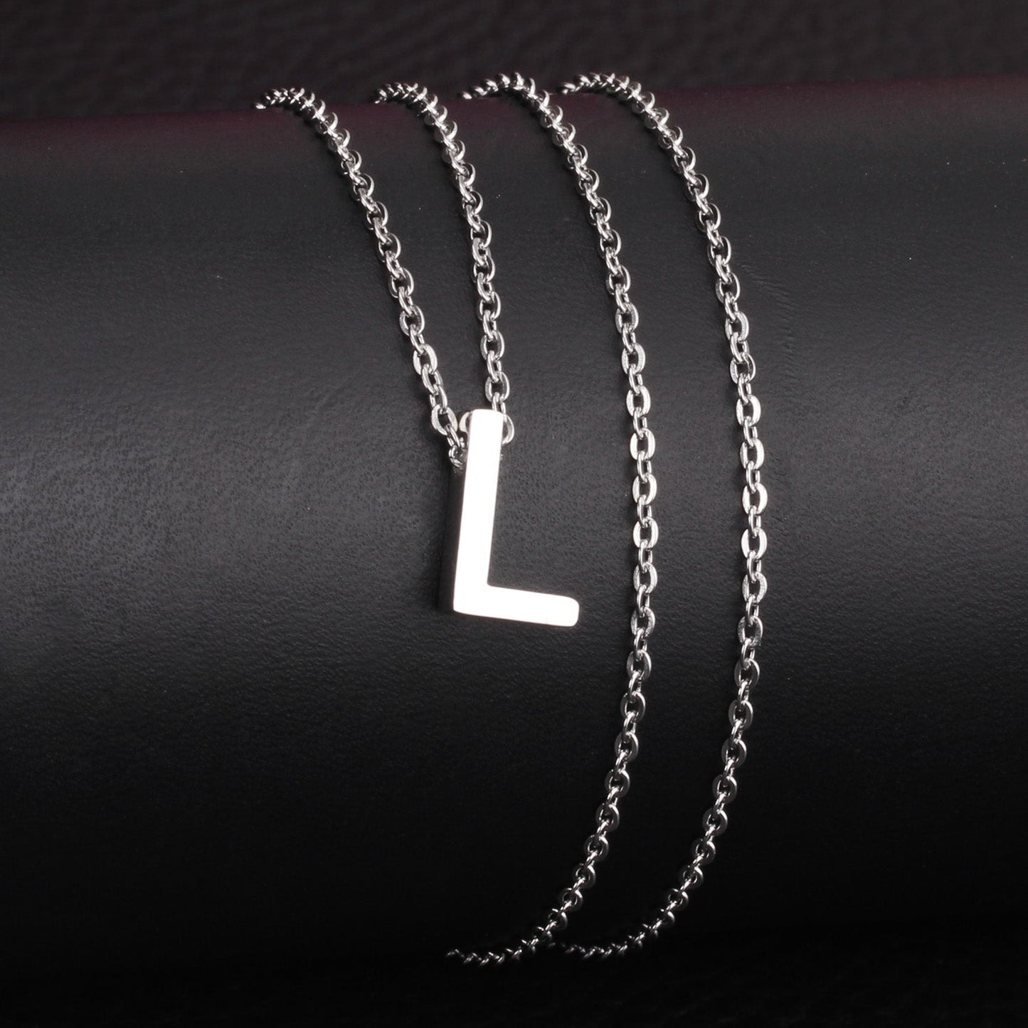 ASON Delicate Classic Style Initial 26 Letters Alphabet Chain Pendant Necklace Stainless Steel Color Jewelry Chokers