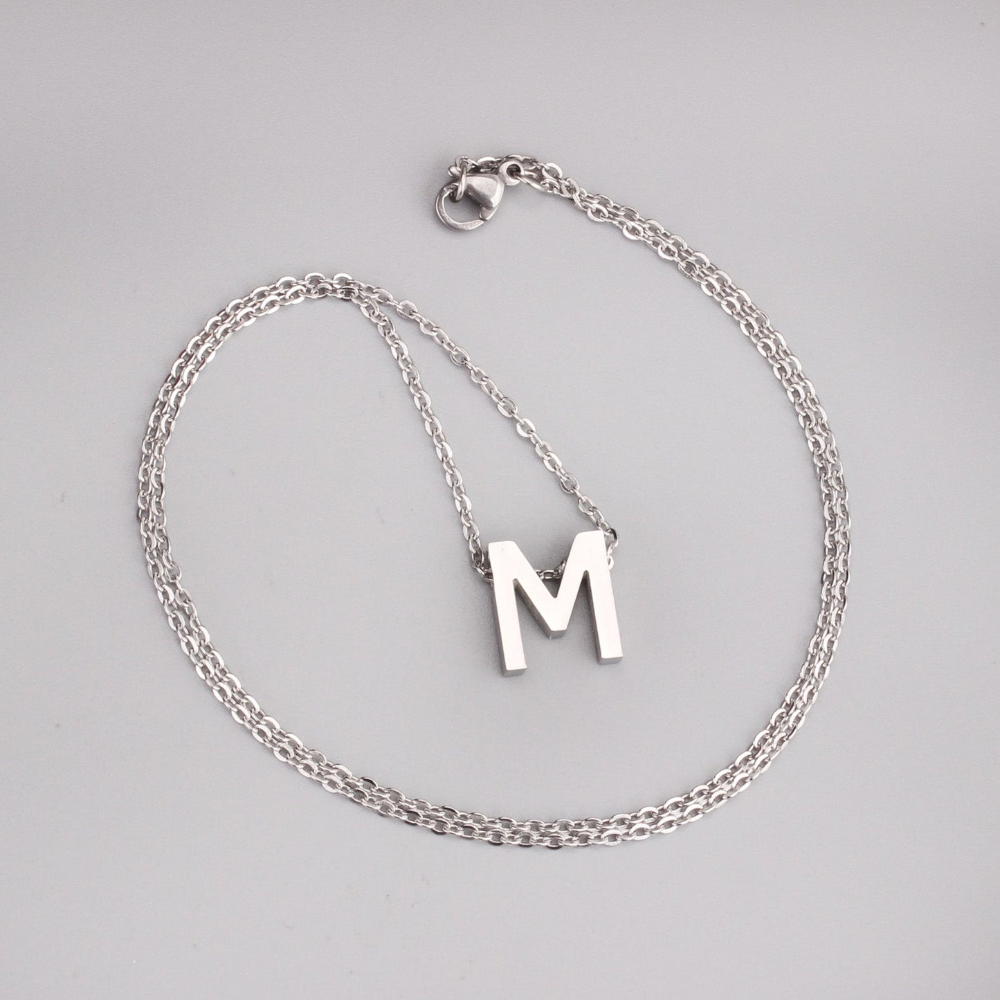 ASON Delicate Classic Style Initial 26 Letters Alphabet Chain Pendant Necklace Stainless Steel Color Jewelry Chokers
