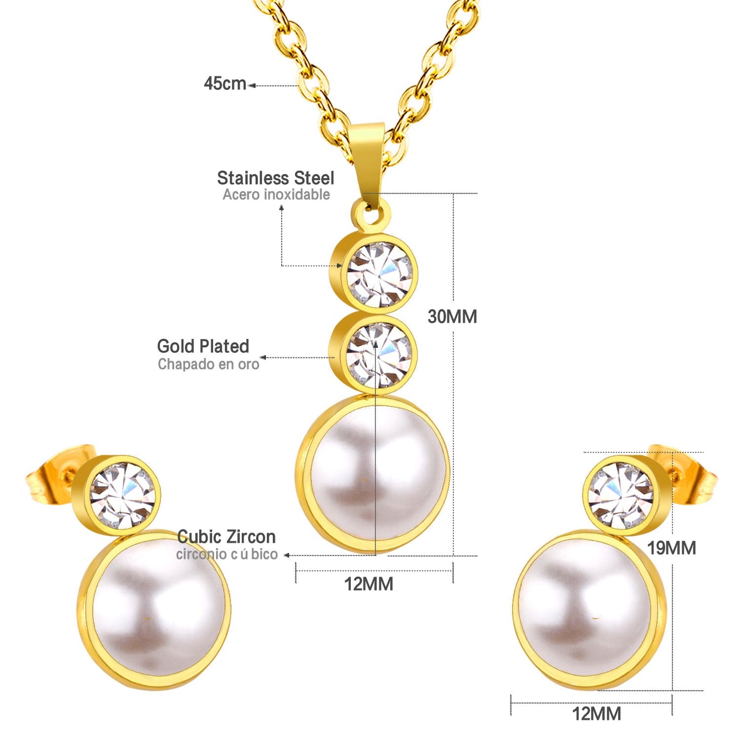 Gold/steel-colored sticky pearls set + two small round cakes topped with diamonds