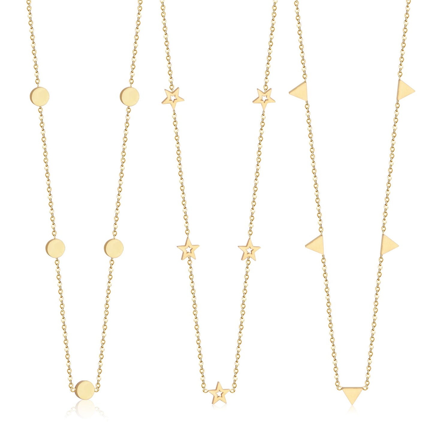 Triangle pendant necklace in three colors 35+15cm