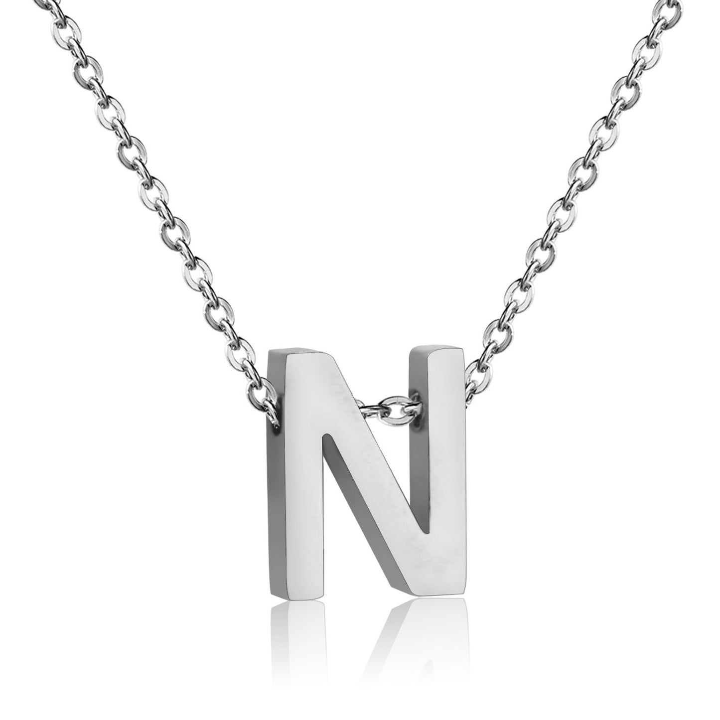 ASON Delicate Classic Style Initial 26 Letters Alphabet Chain Pendant Necklace Stainless Steel Color Jewelry Chokers