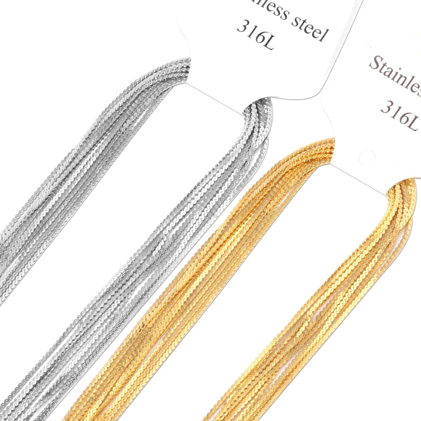 ASON 10pcs / 2mm*45cm 50cm 55cm 60cm S-Shape Stainless Steel Chains
