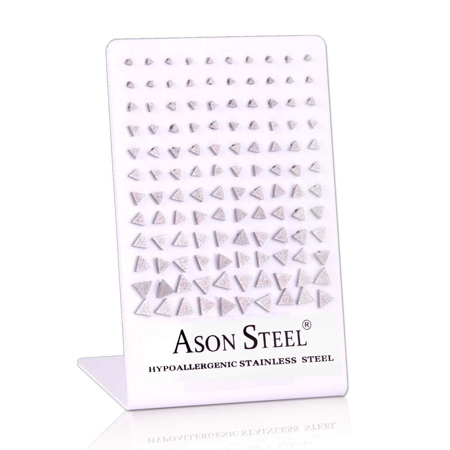 3mm-8mm Snapback Triangle Steel/Gold/Rose Gold/Black Round Cut/Frosted Stud Earrings