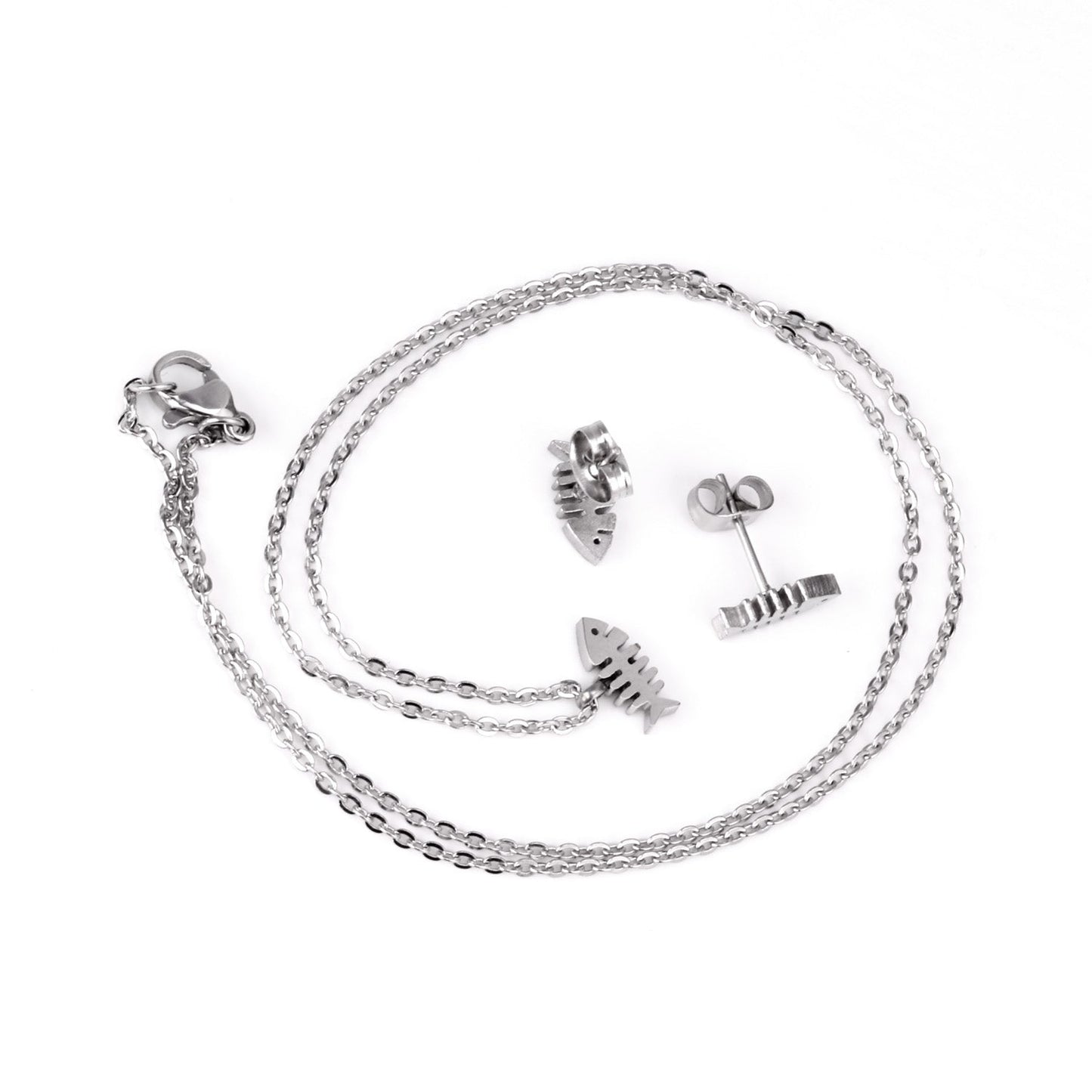 Steel/Gold Cut Smooth & Frosted Jewelry Set without Diamonds